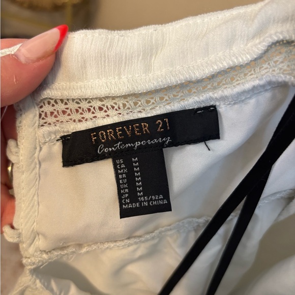 Y2K Forever 21 White Lace Trim Slip Babydoll Mini Dress Size M AS IS - Picture 3 of 5